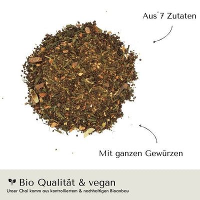 Original Masala Chai ohne Zucker - loser Tee aus 7 Zutaten für die Zubereitung mit Wasser 