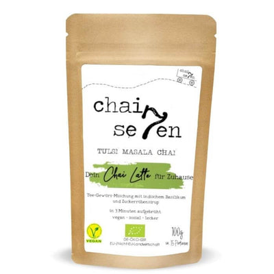 Chaiseven Tulsi Masala Chai Bio Tee aus indischer Gewürzmischung für Chai Latte, bio und vegan!