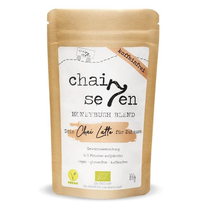 Chaiseven Honeybush Blend Tee aus indischer Gewürzmischung für Chai Latte, koffeinfrei, bio und vegan!
