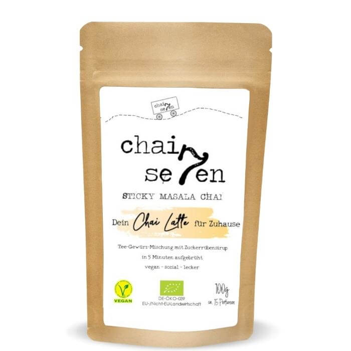 Chaiseven Masala Chai Blend Tee aus indischer Gewürzmischung für Chai Latte, bio und vegan!