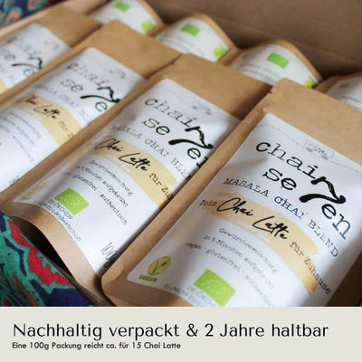 Chai Seven ist nachhaltig und verwendet nur resyceltes Verpackungspaterial ohne Plastik!