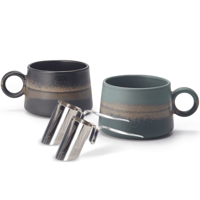 Keramik Teetasse und Sieb als Set für Masala Chai