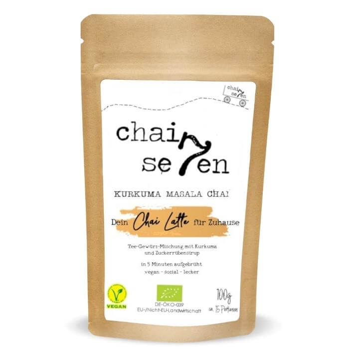 Chaiseven Kurkuma Masala Chai Bio Tee aus indischer Gewürzmischung für Chai Latte, bio und vegan!